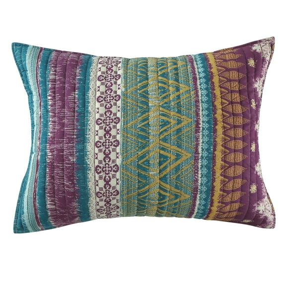 Global Trends Santa Fe 100% Cotton Quilted Bed Pillow Sham, Standard 20" x 26"