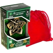 Helix Hanayama Brain Teaser Puzzle, Level 5 Difficulty, Red Velveteen Drawstring Pouch, Bundled Items