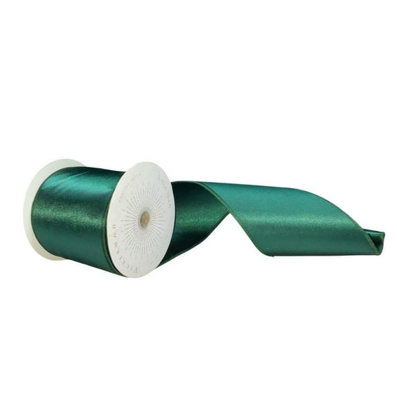 Vickerman QTX241174 4 in. x 10 Yards Midnight Green Satin Ribbon