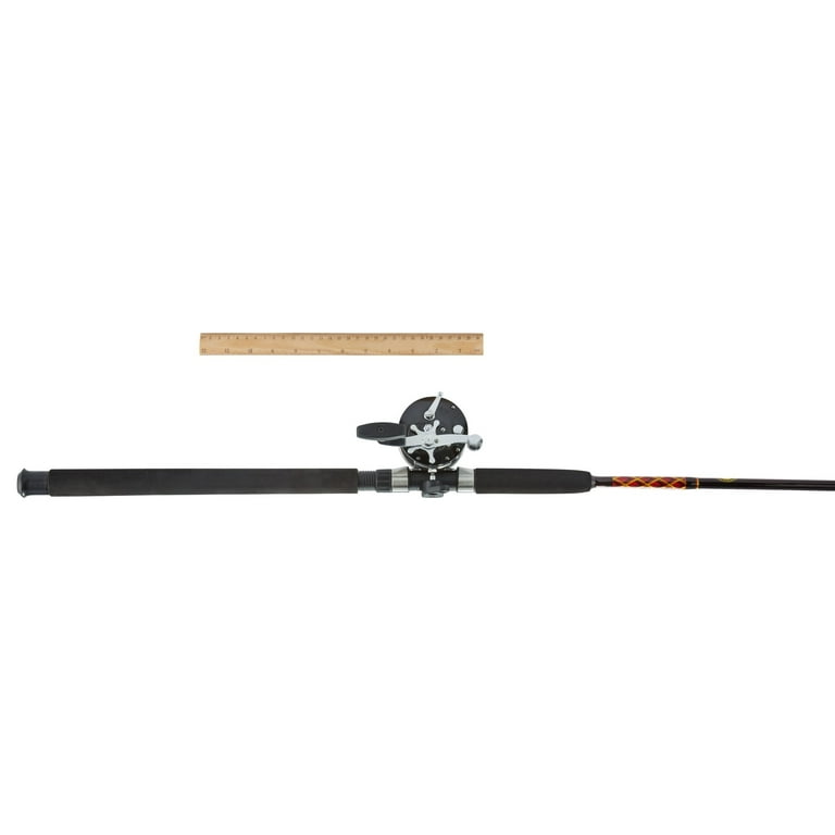 Penn Warfare Level Wind Conventional Reel and Fishing Rod Combo, Black, 6'6