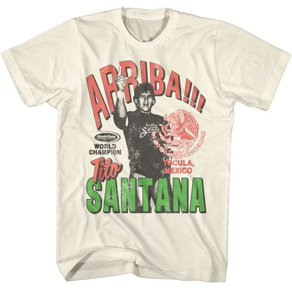 Powertown Wrestling Santana World Champ Natural Adult T-Shirt