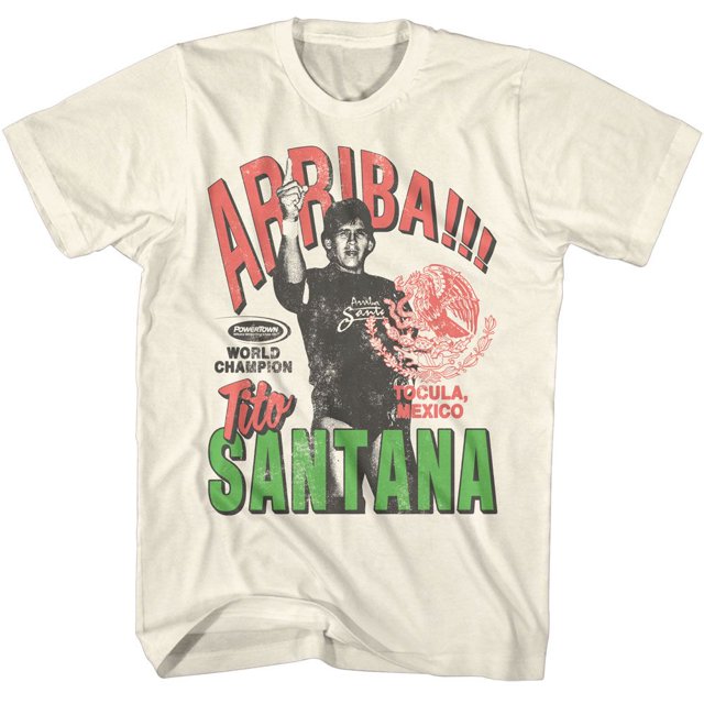 Powertown Lutte Santana Champion du Monde Naturel T-Shirt pour Adulte S