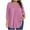 Pink, variant on Plus Size Pajamas Tops for Women 3/4 Length Sleeve Shirts Crewneck Pleated Base Layer Loose Fitted Tunic Tops