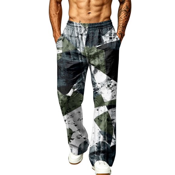 Hsovts Men's Athletic Open Bottom Relaxed Fit Camo Sweatpants Casual Fashion Straight Leg Drawstring Running Relaxed Fit Trousers Athletic Pant with Pockets Blue 3XL