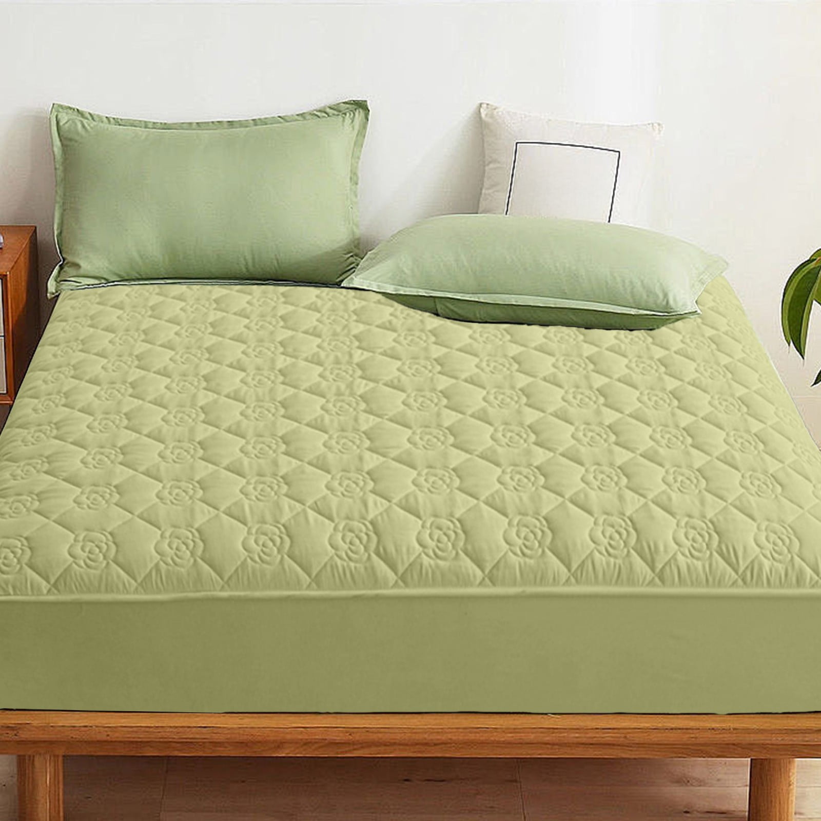 Hmgxay Waterproof Fitted Sheet, Comfortable Soft Thickened Intercalated Breathable Washed Cotton Mattress Protective Cover, Anti-Slip All Seasons Bed Sheet (78.7x70.8 Inches)
