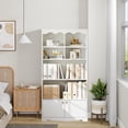 thumbnail image 4 of TROPOW 63 Inches Tall Storage Cabinet,5-Tier Bookcase,Wooden Bookshelf Storage Organizer,Freestanding Display Storage Cabinet,Bookcase and Bookshelf for Home Office, Living Room,Bedroom,White, 4 of 6