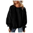 thumbnail image 2 of SIYUDAN Women Sweatshirt for Women Long Sleeve Sweatshirt Pullovers for Women Black Pullover Adult Plain Crewneck Sweatshirt Womens Fall Casual Clothes, 2 of 8