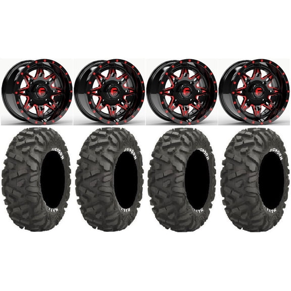Fuel Lethal Red 14" Wheels 28" BigHorn Tires Sportsman 550 850 1000