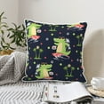 thumbnail image 2 of DouZhe Velvet Decorative Throw Pillow Covers Set of 2, Soft Square Cushion Cover with Invisible Zipper Crocodile Surfer Cartoon Trendy Printing, 20"x20", 2 of 7