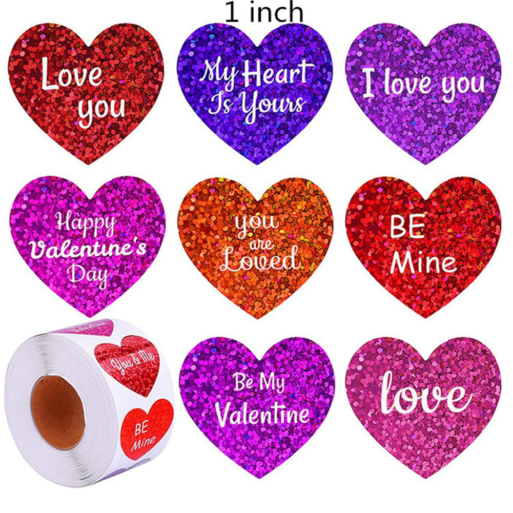 24 stickers per sheet Heart Shape Personalized Medium Valentines Sticker Label 