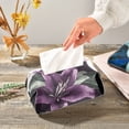 thumbnail image 5 of Purple White Flower Tissue Box Cover Leather Square Rectangle Tissue Box Holder for Bathroom Living Room Desk Office Decor, 5 of 7