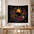 thumbnail image 5 of Celestial Sun and Moon on Black Background, Mystical Celestial for Home Decor Enthusiasts, Botanical Floral Art, Birthday Gift, Tapestry Wall Hanging for Bedroom and Living Room, 5 of 7