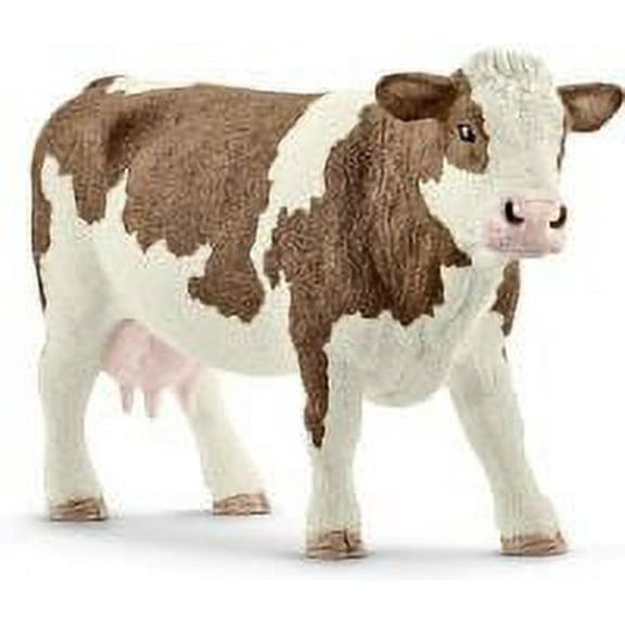 Schleich Farm World Simmental Cow Toy Figurine - Educational and Durable Farm Animal Toy Figure, Fun and Imaginative Play for Boys and Girls, Gift for Kids Ages 3 