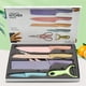 thumbnail image 4 of Juego de Cuchillos de Cocina de 6 Piezas, Juego de Cuchillos de Acero Inoxidable con Coloridas Cuchillas Antiadherentes con Cuchillo de Chef, Cuchillo de Pan, Tijera y Pelador, 4 of 7