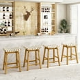 thumbnail image 2 of Gymax 4 PCS Woven Saddle Stools 25.5'' Faux PU Leather Counter Height Kitchen Stool, 2 of 6
