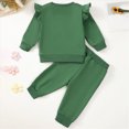 thumbnail image 4 of NOLDARES Baby Girl Clothes Toddler Girl Outfits Fall Winter Ruffle Shirt Pants Cute Infant Clothing Set for Little Girl(Dark Green,0-6 M), 4 of 4