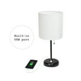 thumbnail image 6 of LimeLights Black Stick Lamp with USB charging port and Fabric Shade, White, 6 of 10