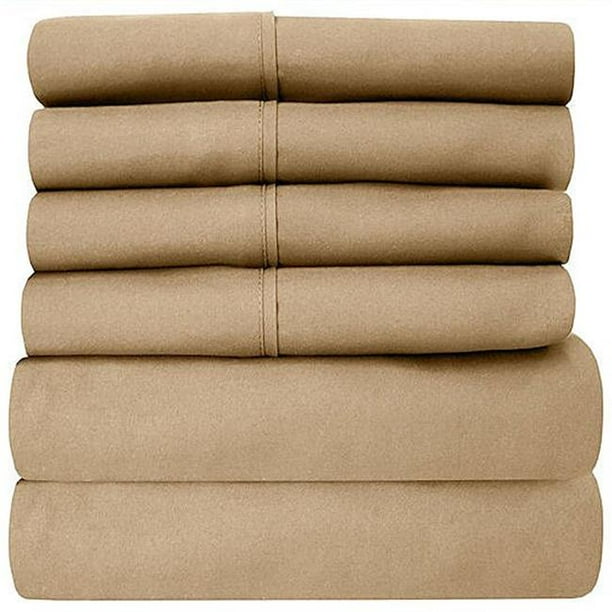 California King Size Premium Bamboo Sheet Set, Taupe 6 Piece