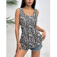 thumbnail image 2 of WQD Women’s Tank Top Summer Sleeveless Tops Pleated Floral Tank Shirt Crew Neck Loose Fit Casual Flowy Dressy Lightweight Tunic Blouse for Daily Fashion Wear, 2 of 6