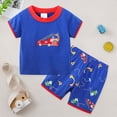thumbnail image 2 of Toddler Boy Outfit Set Toddler Baby Fire Truck Animal Print Short Sleeve T-Shirt and Shorts 2-Piece Cute Summer Outfit Toddler Boy Short Set, 2 of 8