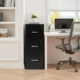 thumbnail image 3 of TEXBM 3-Drawer Wooden File Cabinet with Lock – MDF Vertical Filing Cabinet, Metal Handles, Black, for Home Office Document Storage, 3 of 7
