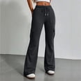 thumbnail image 2 of Dwellite Flare Pants for Women High Waisted Sweatpants with Pockets Casual Hiking Drawstring Trousers 2026 Black L, 2 of 8