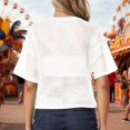 thumbnail image 5 of KDFJPTH Womens Summer Tops Casual T Shirts Lightweight Mesh Knit Short Sleeve Breathable Semi Sheer Workout Carnival Vacation Outfits White S, 5 of 5