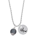 thumbnail image 1 of Delight Jewelry 12mm Grey Roller Spinner with Silvertone Lining Glass Spinner Silvertone Script Initial Disc - K - Charm Necklace, 20"+3", 1 of 4
