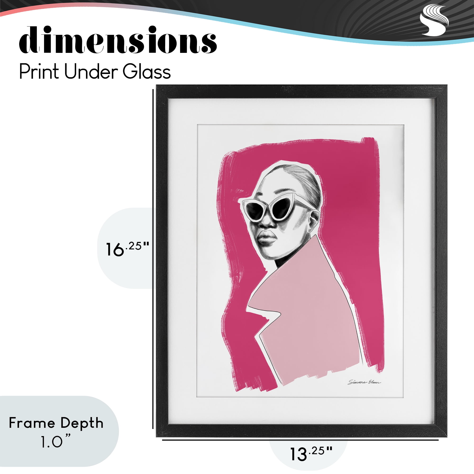 Stupell Industries Pink Attitude Fashion Portrait Black Framed Print Under Glass, design by Simone Elum