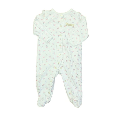 

Pre-owned Juicy Couture Girls White | Pink 1-piece footed Pajamas size: 3-6 Months
