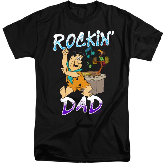 Flintstones Rockin' Dad Unisex Adult Tall T Shirt,Black, X-Large
