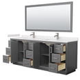 thumbnail image 3 of Wyndham Collection Miranda 84" Marble Double Bathroom Vanity in Gray/Nickel, 3 of 7