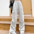 thumbnail image 7 of CAIVO Women's Solid Color Fashion Sport Pants High Waisted Drape Work Pants Loose And Casual Pants Slacks Trousers Trendy Streetwear, 7 of 7