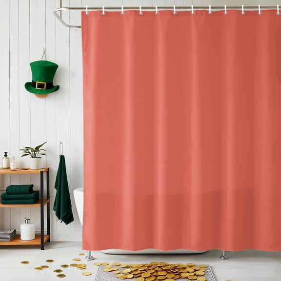 Shower Curtain, Solid Color Coral Red Waterproof Shower Curtain Set with Hooks for Bathroom Showers,Stalls and Bathtubs,72x72In Minimalist Style