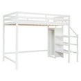 thumbnail image 6 of Aukfa Full Loft Bed with Built-in Storage Wardrobe, Solid Wood Bed Frame with Staircase for Kids Adults - White, 6 of 8