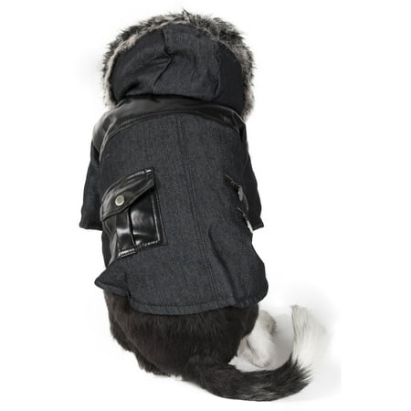 UPC: 0858342001274 | Pet Life ® Ruff-Choppered Denim Fashioned Wool Dog Coat Jacket