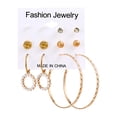 thumbnail image 1 of Pearl Earring Set Fashion Hoop Creative Metal Geometric Hoop Earrings Women, 1 of 9