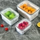 thumbnail image 2 of Cateissary Contenedores de almacenamiento de fruta fresca y organizada para refrigerador con cesta filtrable y aislamiento de aire Organizadores de utensilios de cocina Gris claro 850ML, 2 of 6