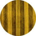 thumbnail image 1 of Ahgly Company Machine Washable Indoor Round Abstract Yellow Modern Area Rugs, 3' Round, 1 of 4