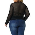 thumbnail image 3 of Agnes Orinda Women's Plus Size V-Neck Twist Knot Hollow Out Long Sleeve Top 4X Black, 3 of 6