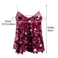 thumbnail image 7 of Yvsxxv Rose Red Fish Scale Sequin Tank Top V Neck Cami Vest 1Pc, 7 of 7