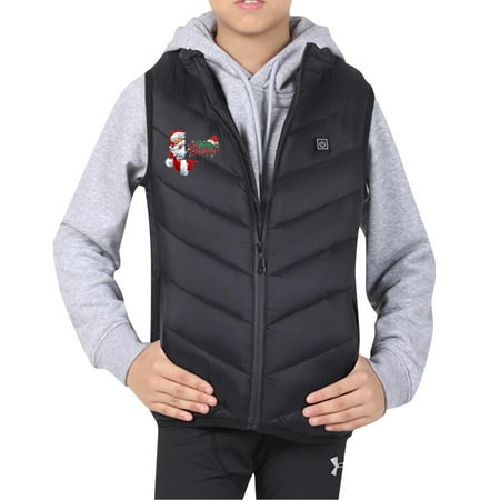 

Down Jacket for boy Christmas Heating Vest Kids Winter Warm Smart Heated Vest Outwear [Battery Not Included] Light Coats 13-14 Years