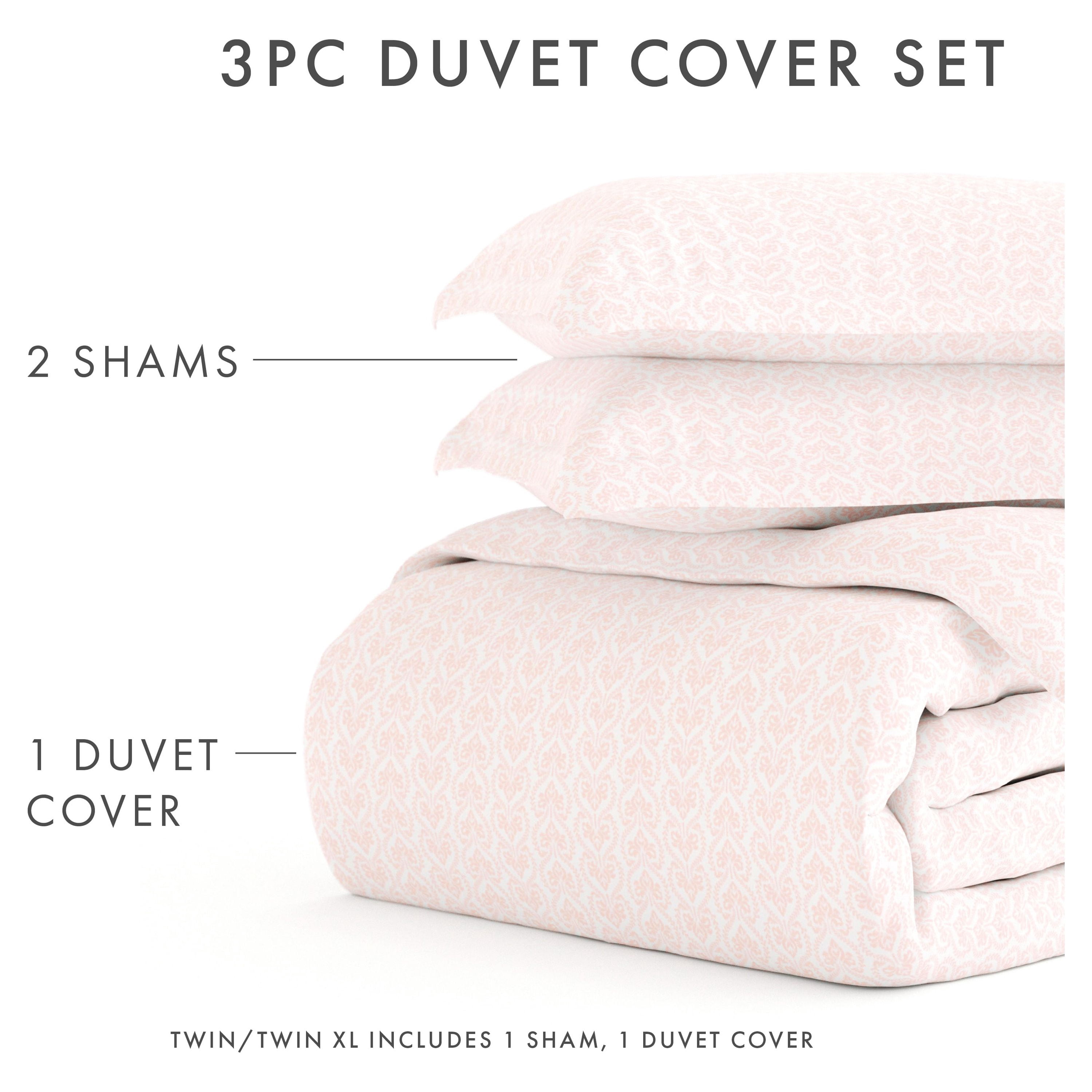 Noble Linens Pink Classic in Pink Pattern 2-Piece Duvet Cover Set, Twin/TwinXL