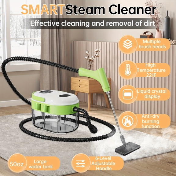 2500W Handheld Steam Cleaner - 10s Fast Heat, Large Capacity with 11 Accessories, Plug-and-Play Heavy-Duty Cleaner for Home/Car/Floor