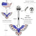 thumbnail image 6 of OUFER American Flag Belly Button Rings, USA Navel Rings, 14G 316L Surgical Steel Belly Rings, Navel Piercing Jewelry, Curved Barbell-Silver Eagle, 6 of 6