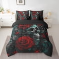 thumbnail image 2 of Homewish Anniversary Red Rose Bedding Comforter Set 7pcs, Skeleton Skull Queen Bedding Sets, Gothic Romantic Theme Reversible Queen Sheet Sets, Lightweight Room Decor, 2 of 7