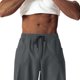 thumbnail image 5 of Pantalones de trabajo para hombre, de color liso, con cordón, cintura elástica y múltiples bolsillos, 5 of 6