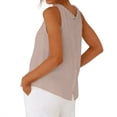 thumbnail image 5 of WHEANG Womens Solid Color Cotton Linen Sleeveless Top Back Button Reversible Blouse Summer Tank Tops Pleated Crewneck Casual Loose Blouses Business Work Shirts Size XL Purple, 5 of 5