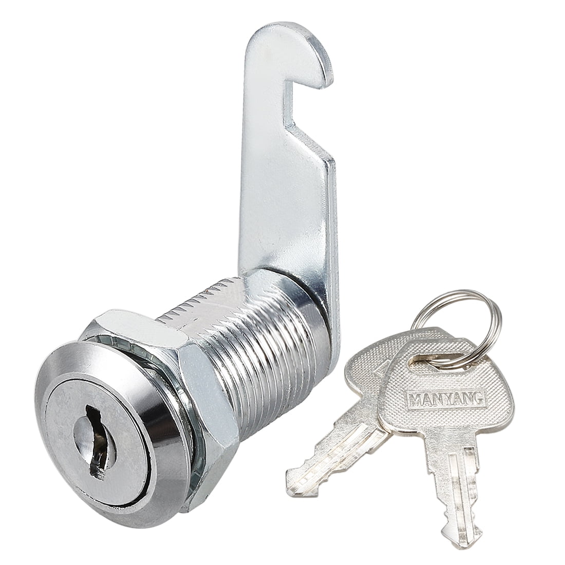 11/8" Cylinder Zinc Alloy Chrome Finish Hook Cam Lock w Key, Keyed