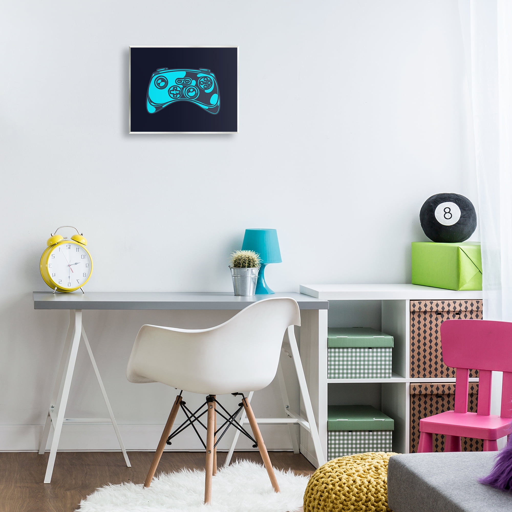 Stupell Industries Gaming Controller on Black Entertainment Painting Unframed Art Print Wall Art, 14 x 11